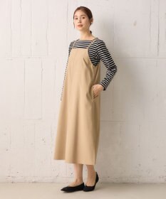 組曲 【洗える・シワになりにくい】リネン混オックスストレッチ キャミワンピース