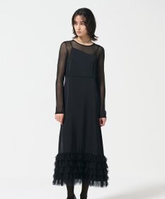 GRACE CONTINENTAL フリルチュールサテンキャミワンピース