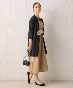 組曲 【洗える・シワになりにくい】リネン混オックスストレッチ キャミワンピース