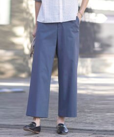 J.PRESS LADIES 【着丈が選べる・セットアップ対応・洗える・撥水・防汚】コットンFITTYシャーク ワイド アンクル パンツ