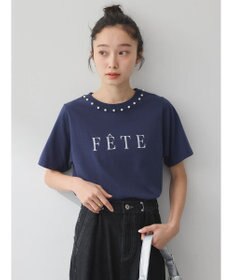 earth music&ecology 襟パール刺繍ロゴＴシャツ