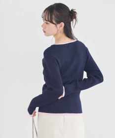 earth music&ecology バイカラーヘンリーネックニットプルオーバー