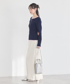 earth music&ecology バイカラーヘンリーネックニットプルオーバー