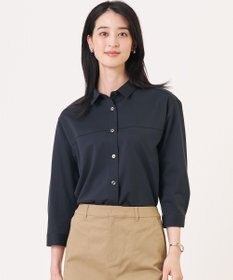 J.PRESS LADIES L 【冷房対策に】タイプライターライクジャージー シャツ カットソー ネイビー系