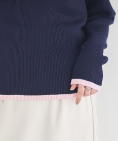 earth music&ecology バイカラーヘンリーネックニットプルオーバー