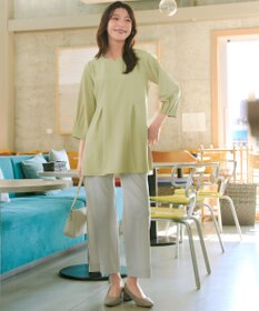 Tiaclasse リボン付きタックフレアチュニック