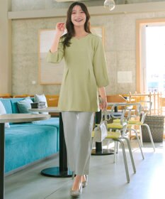 Tiaclasse リボン付きタックフレアチュニック