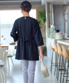 Tiaclasse リボン付きタックフレアチュニック