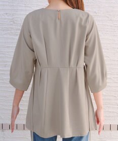 Tiaclasse リボン付きタックフレアチュニック