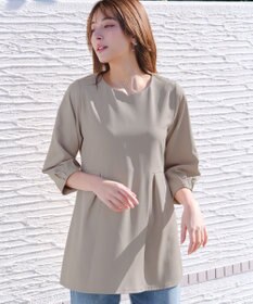 Tiaclasse リボン付きタックフレアチュニック