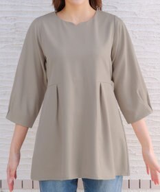 Tiaclasse リボン付きタックフレアチュニック