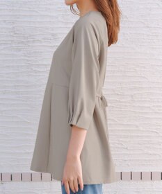 Tiaclasse リボン付きタックフレアチュニック