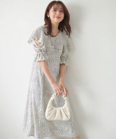 Feroux 【洗える】ショルダーオープンドット ワンピース