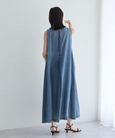 YECCA VECCA バイオ加工ヴィンテージデニムタックワンピース