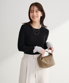 Green Parks アンチピリング袖配色ニットプルオーバー