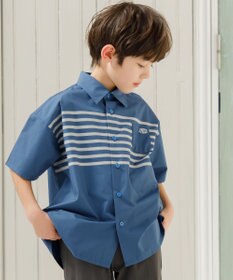 J.PRESS KIDS 【140-170cm】TCブロード パネルボーダープリント シャツ