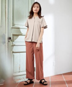 J.PRESS LADIES 【洗える】マイクロタイプライターストレッチ セミワイド パンツ