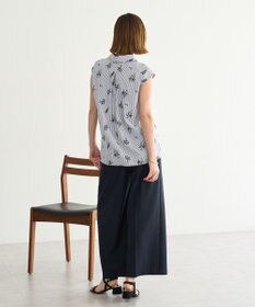 YECCA VECCA ストライプ柄フラワー刺繍シャツ