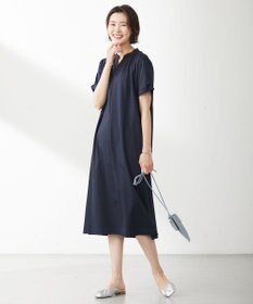 J.PRESS LADIES 【接触冷感・UVケア】コンパクトコットンスムース バンドカラー ワンピース