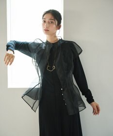 #Newans オーガンジーパネルブラウス