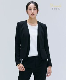 BEIGE， 【洗える・VERY NaVY 11月号掲載】CINDY / ダブルカラージャケット Black x Black