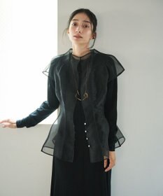 #Newans オーガンジーパネルブラウス