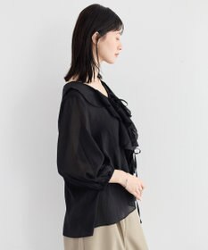 YECCA VECCA ラッフルリボンシアーブラウス