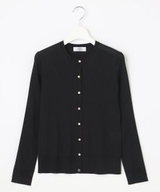 J.PRESS LADIES 【洗える・イージーケア】 SYNTHETIC BASIC ワイドリブ クルーネック カーディガン