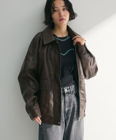 Green Parks ・ＥＬＥＮＣＡＲＥ　ＤＵＥ　合皮ステンカラーブルゾ