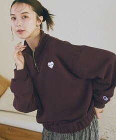 earth music&ecology Ｃｈａｍｐｉｏｎ×ｅｍａｅハーフジップハートスウェット