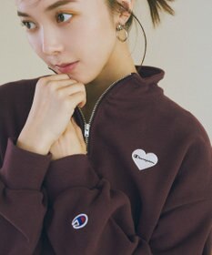 earth music&ecology Ｃｈａｍｐｉｏｎ×ｅｍａｅハーフジップハートスウェット