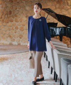 Tiaclasse 【洗える】スエードポンチテーパードパンツ