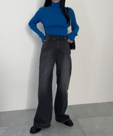 WEGO 【新色追加/美脚/XSSMLサイズ展開】ストレートデニムパンツ