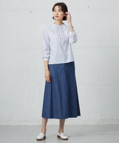 J.PRESS LADIES 【洗える】セルロースシャンブレー フレアー スカート