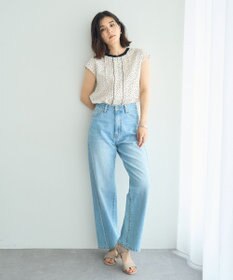 YECCA VECCA 配色タックデザインブラウス