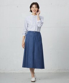 J.PRESS LADIES 【洗える】セルロースシャンブレー フレアー スカート