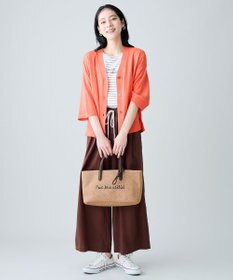 ANY リネンブレンドハーフスリーブカーディガン