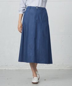 J.PRESS LADIES 【洗える】セルロースシャンブレー フレアー スカート