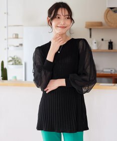 Tiaclasse チュールスリーブニットチュニック