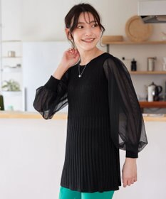 Tiaclasse チュールスリーブニットチュニック