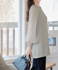 Tiaclasse チュールスリーブニットチュニック