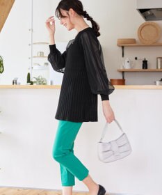 Tiaclasse チュールスリーブニットチュニック