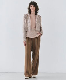 BEIGE， TEASEL / ノーカラーツイードショートジャケット