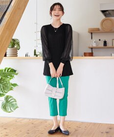 Tiaclasse チュールスリーブニットチュニック