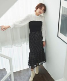 Feroux 【洗える】シアーチェック マーメイド スカート