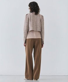 BEIGE， TEASEL / ノーカラーツイードショートジャケット