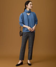 自由区 L 【19号サイズまで展開】TRギャバ裏起毛チェック柄テーパード パンツ