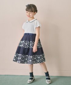 組曲 KIDS 【110-140㎝】フラワーパネルボーダー ワンピース