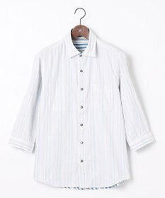 JOSEPH ABBOUD 【1枚で2通りの着こなし】オーガニックコットンリバーシブル 七分袖シャツ