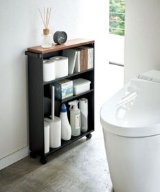 tower ハンドル付きスリムトイレラック タワー ブラック